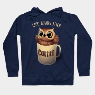 Night Owl - Fluffy Cute Bird - Morning Coffee Hoodie
